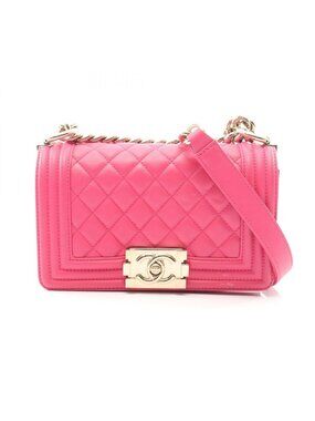 Chanel Shoulder Bag Small Pink Lambskin Chain